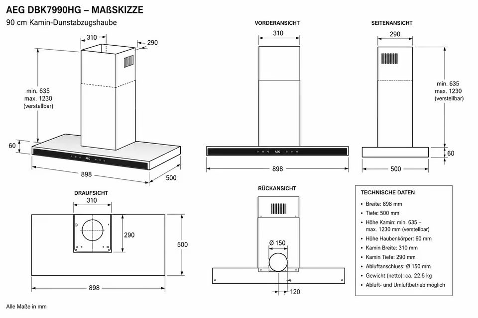 Dunstabzugshaube AEG DBK7990HG – Bild 9