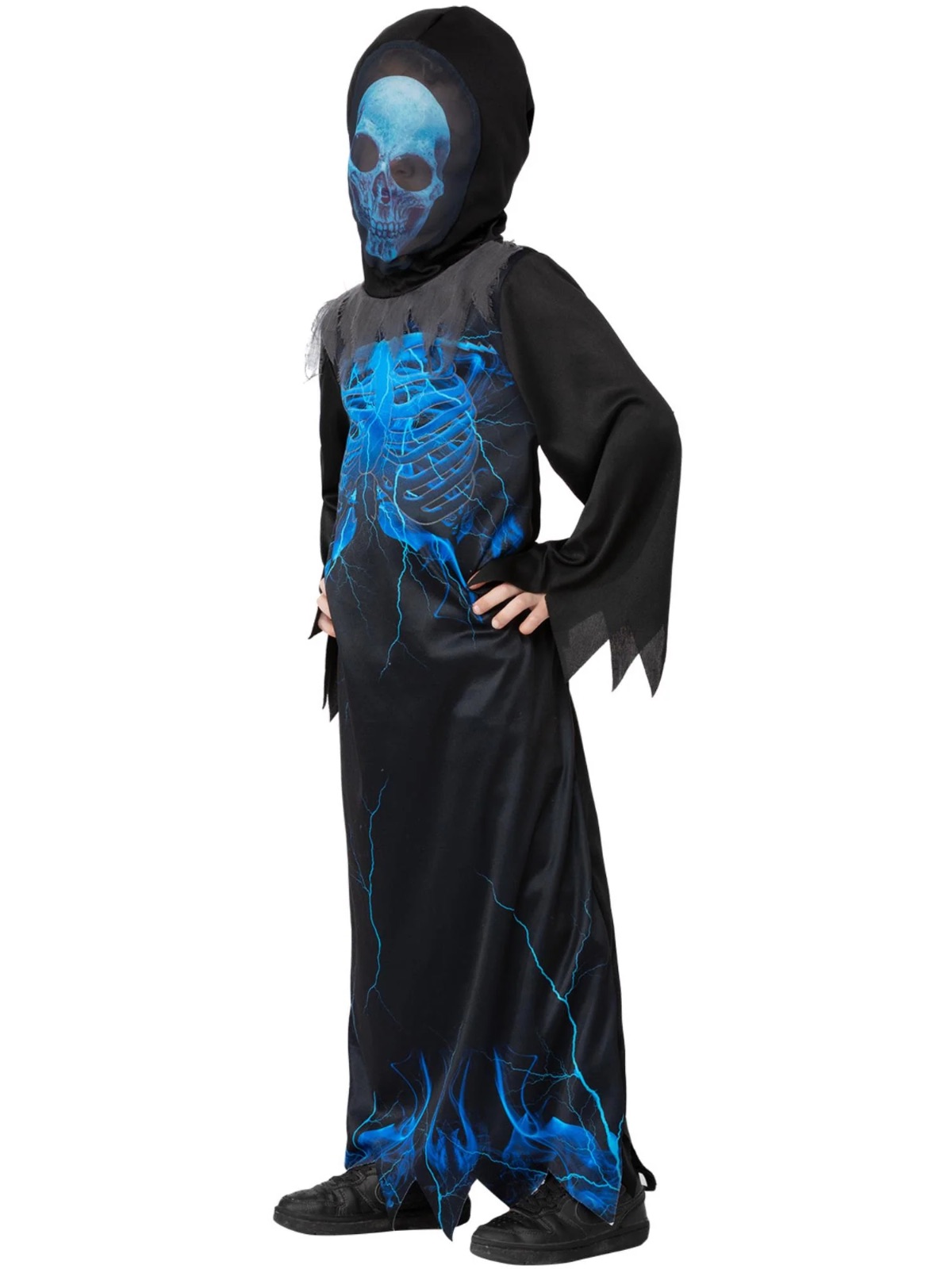 Midnight Skeleton Reaper Costume Sensenmann Kinderkostüm Skelett – Bild 3