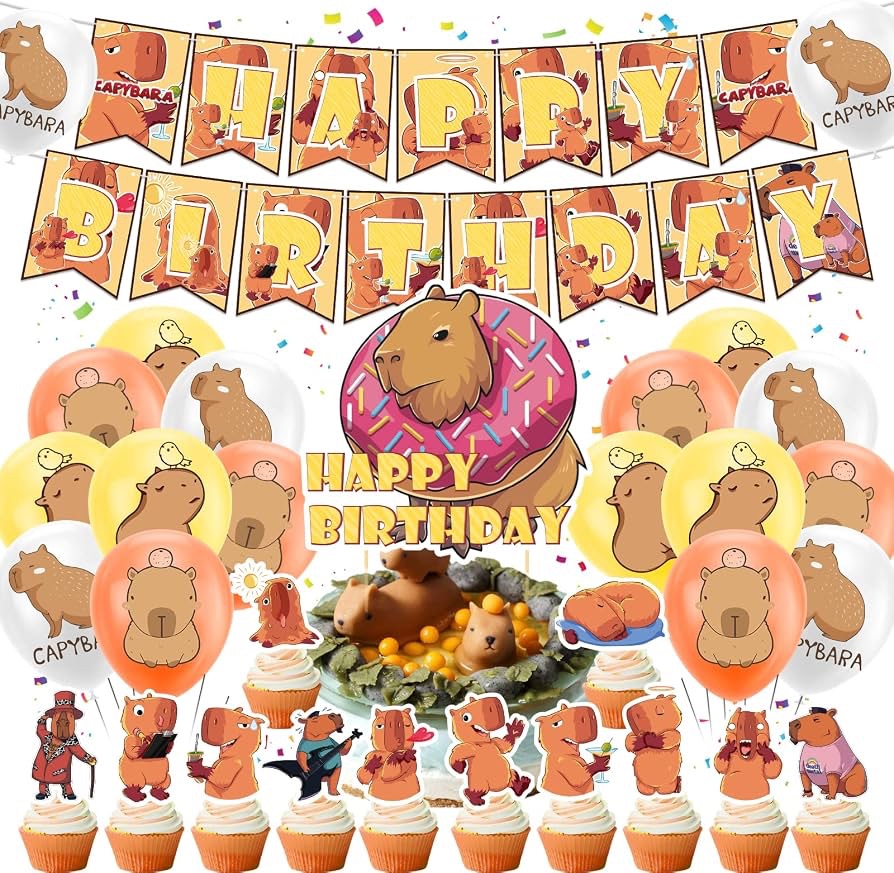Capybara Birthday Party Decoration 32-teilig Geburtstag Deko Set