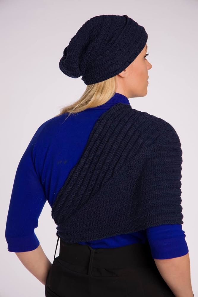 Knitting Kit Railroad Hat and Scarf Strickmütze Schal Set Dunkelblau – Bild 4
