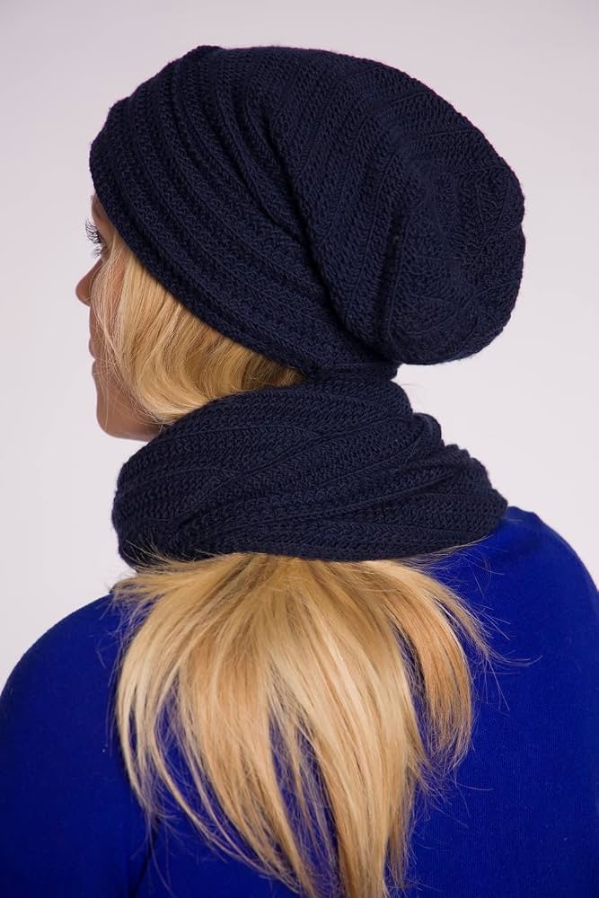 Knitting Kit Railroad Hat and Scarf Strickmütze Schal Set Dunkelblau – Bild 6