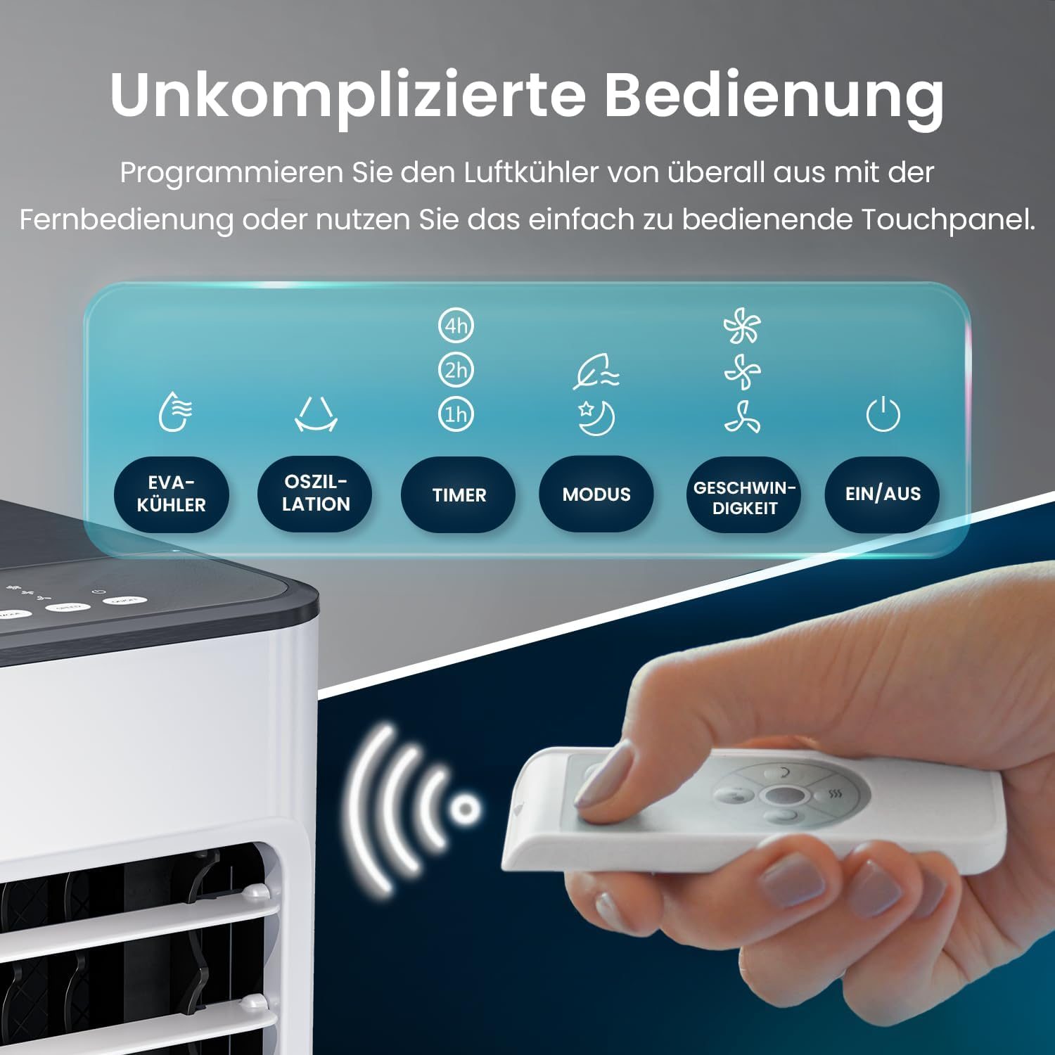 Pro Breeze mobiler 5-Liter-Luftkühler 4-in-1 (Modell PB-AC02-EU) 5L – Bild 4