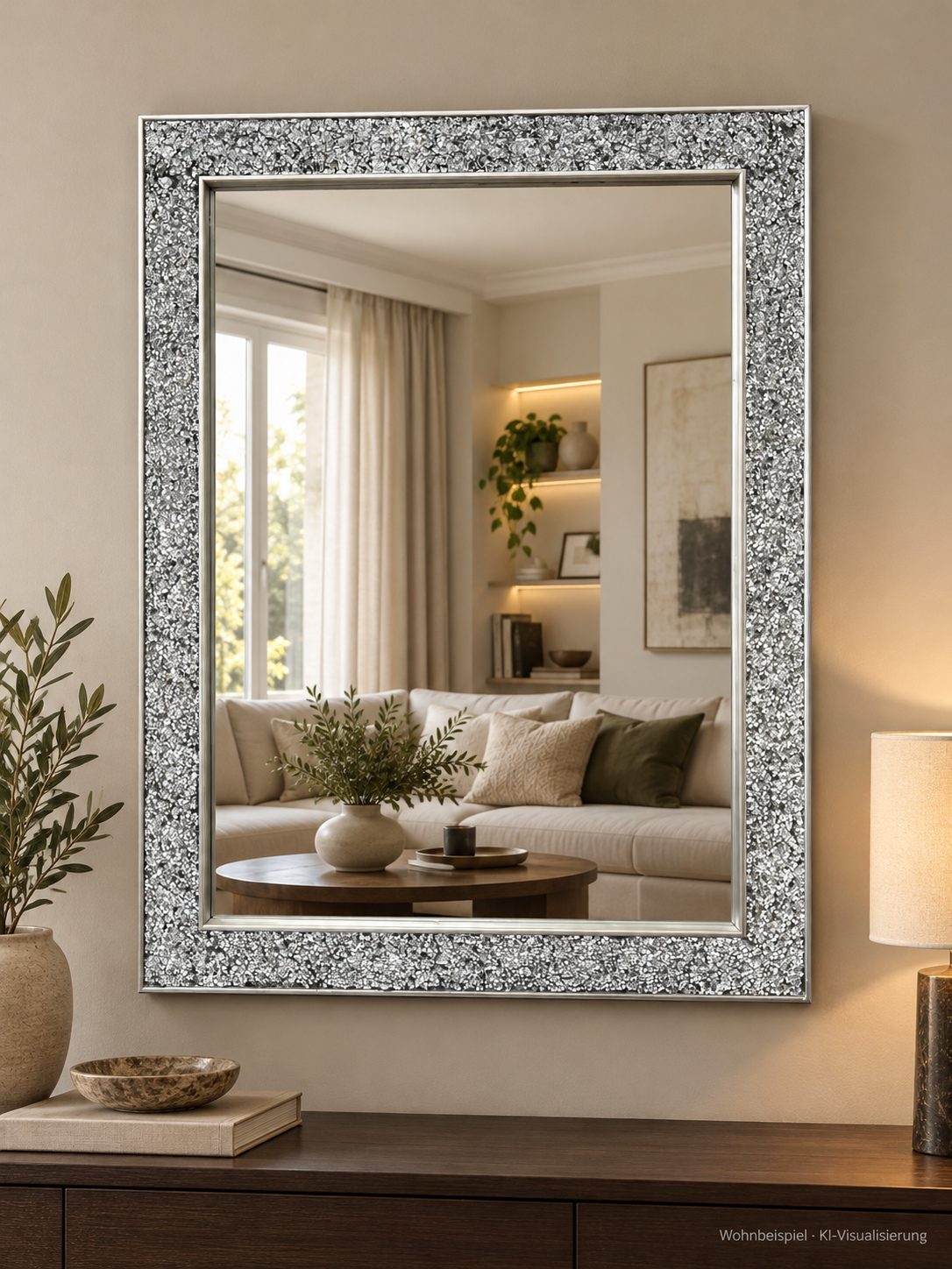 Wandspiegel silber Facettenschliff | Kristall Form Diamante 83x68 cm 51534550