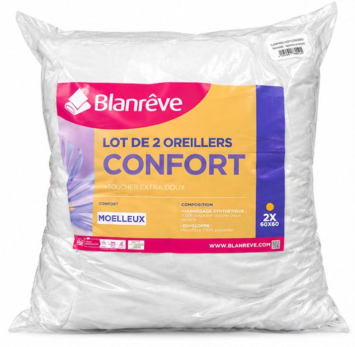 Lot de 2 Oreillers Confort/2 Komfort-Kissen 2er Set