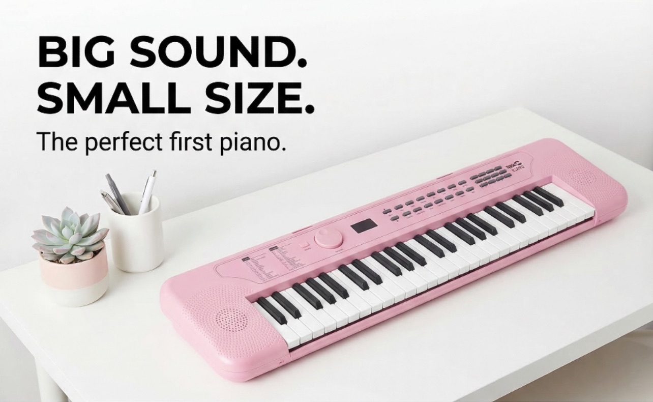 RockJam RJ490 49-Tasten Musik-Keyboard Rosa